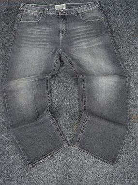 Vtg White Tag Jeans 42x32 Gray Embroidered Pockets Baggy Street Faded Skater Y2K